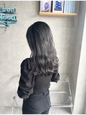 透明感ダークグレージュ 韓国風 波巻き