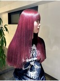 チェリーピンク レッド 赤髪 ボルドー ブリーチあり艶感 韓国
