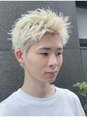 スパイキーショートフェザーアップバング刈り上げメンズショート