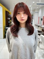 バサ 江古田店(BASSA)&nbsp;ワインレッド/たぷっとウェーブ巻き【会話控えめ美容師Runa】