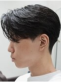 メンズセンターパートウルフセンターパートニュアンスパーマ襟足