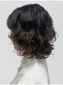 ショートボブ ニュアンスパーマ ボブパーマ 黒髪 20代 30代