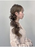 サイドポニー/編み込み/お団子/ヘアセット/結婚式/銀座/新橋