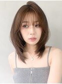 夏美髪イメチェン艶感うる艶髪小顔カット前髪くせ毛風カール