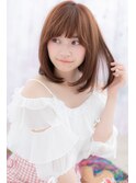 斜めバング前下がり☆ショコラピンク小顔前下がりワンカールb1