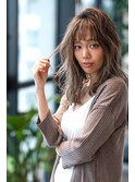 大人かわいい前髪セシルカットココアブラウンフリンジウェーブ