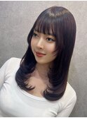 暗髪韓国風レイヤーカット