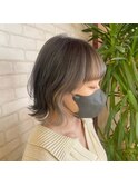 フェイスフレーミングインナーカラーボブ切りっぱなしボブ