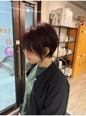 大人ショートボブ丸みショートカットマッシュショート前髪あり