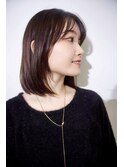 大人可愛い前下がりボブ/アッシュブラック/切りっぱなしボブ