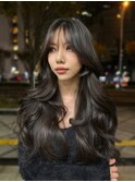 スーパーロング　レイヤーカット黒髪
