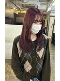 ワインレッド×レイヤーカット