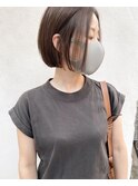 マロンブラウン_マロンベージュ Aラインボブ かきあげ