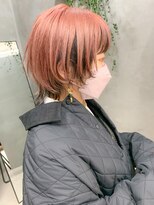 テトヘアー(teto hair) ウルフカット、コーラルピンク、アプリコット、ヴェールカラー