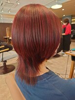 ビスポーク(BESPOKE)&nbsp;秋色ピンクレッドメッシュウルフボブ