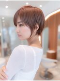 20代30代大人かわいい/グレージュカラー/ショートボブ/小顔/前髪
