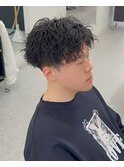 ツイストスパイラルパーマセンターパート