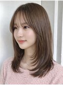 ミディアムレイヤー 顔まわりレイヤー 韓国レイヤー 韓国巻き