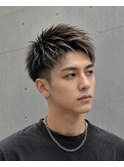 アップバングショートセンターパートツーブロックハイライト
