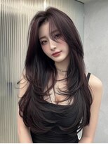 ノイズオオサカ 梅田店(NOISM OSAKA) デザインカラーレイヤーウェットヘアオリーブベージュこなれ