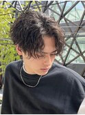 メンズマッシュパーマウルフ波巻きハイライトスパイラル2