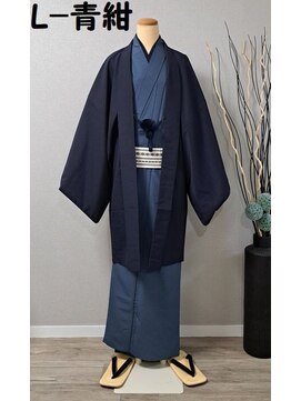 きものサロン すずめ屋 男性着物レンタル　L-青紺