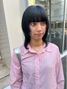 カフ(CAF) CAF松本/ウルフレイヤー/ブルーブラック/大阪/心斎橋美容室