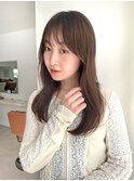 オリーブベージュ　レイヤーカット　顔周りカット　ミディアム