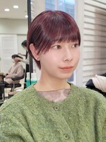 バイエイト(X８) ピンクブラウン×耳掛けマッシュショート『小川』
