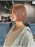 ピンクオレンジベージュボブ