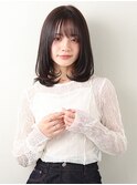 透明感ダークブラウン/ミディアムレイヤー/顔まわりカット