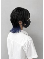 コカ(CoKa) 黒髪×ネイビーブルー裾カラーウルフ