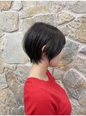 イメチェンひし形シルエット束感ショートマッシュグレーベージュ