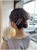 ミディアム　アップヘア　#結婚式ヘア#お呼ばれヘア