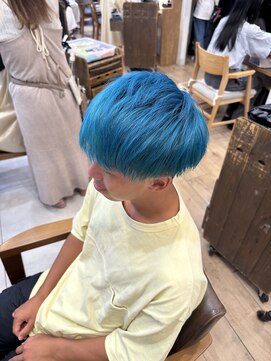 ペイジバイネオリーブ 吉祥寺店(Paige by Neolive) ツーブロックマッシュ×ターコイズカラー 吉祥寺T40