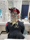ポニー三つ編みアレンジ