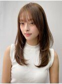 小顔 前髪 レイヤーカット ホワイトグレージュ"