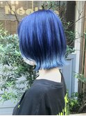 切りっぱなしボブブルーグラデーション横浜　成田