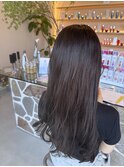 チョコレートブラウン艶髪ストレートヘア髪質改善トリートメント