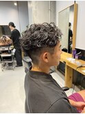調布メンズカットアップバングショートスパイラルパーマ
