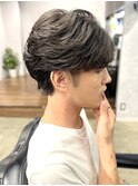 フェザーパーマ/センターパート/ニュアンスパーマ/ツーブロック