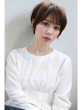 ムウ 難波(MOU) ボブクールショート前髪イメチェンピンクベージュ30代40代50代