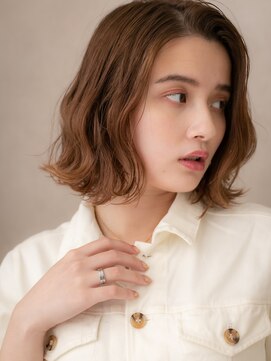 カバーヘア ブリス 志木南口駅前店(COVER HAIR bliss) コーラルベージュブリーチなしかきあげ外ハネボブW志木20代30代