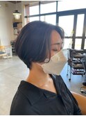ハンサムニュアンスパーマト×シルバーハイライト×アップバング