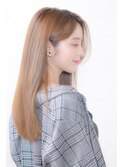 キャラメルベージュさらつやロング[ハイトーンカラー]◎30代40代
