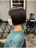 ミニボブ　ショート　シースルーバング　小顔カット