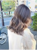 黒髪/グレーベージュ/レイヤーロング/前髪パーマ[西船橋/津田沼]