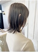 福山Caary20代30代40代軽めレイヤーミディアムボブ寒色ベージュ