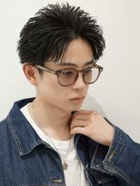 オーシャントーキョー(OCEAN TOKYO)&nbsp;フェザーパーマアップバングショートセンターパートメンズ黒髪