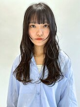 ユニバイリサ 天神大名店(uni by risa) ダークグレージュ 透明感カラー ツヤ髪 顔周りカット フルバング